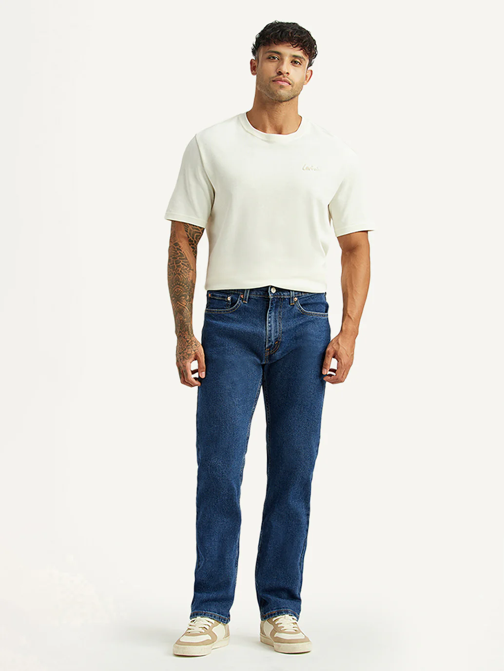 Men's 505 Blue Straight Fit Mid Rise Jeans - Image 7
