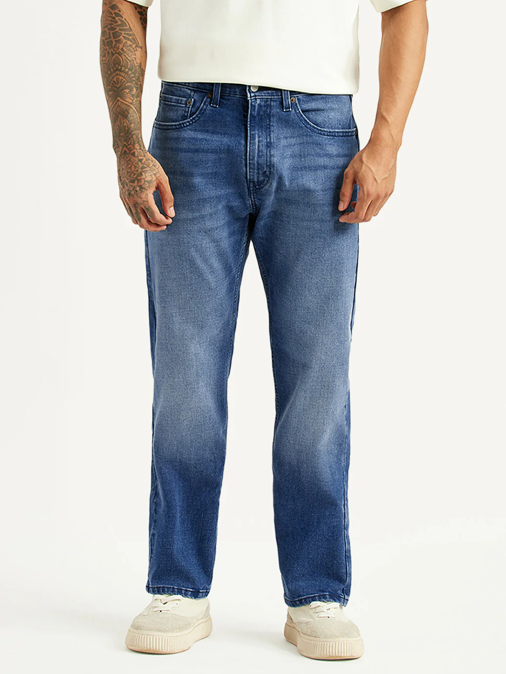Men's 505 Blue Straight Fit Hyper Stretch Jeans - Image 2