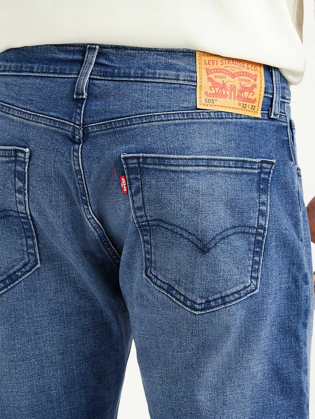 Men's 505 Blue Straight Fit Hyper Stretch Jeans - Image 5