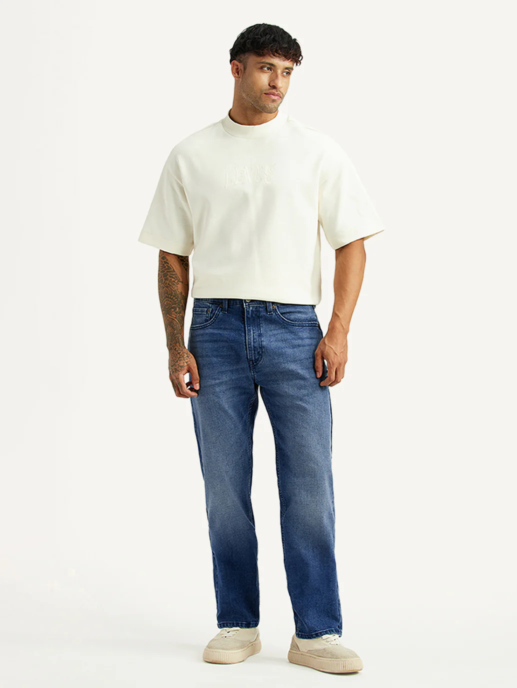 Men's 505 Blue Straight Fit Hyper Stretch Jeans - Image 7