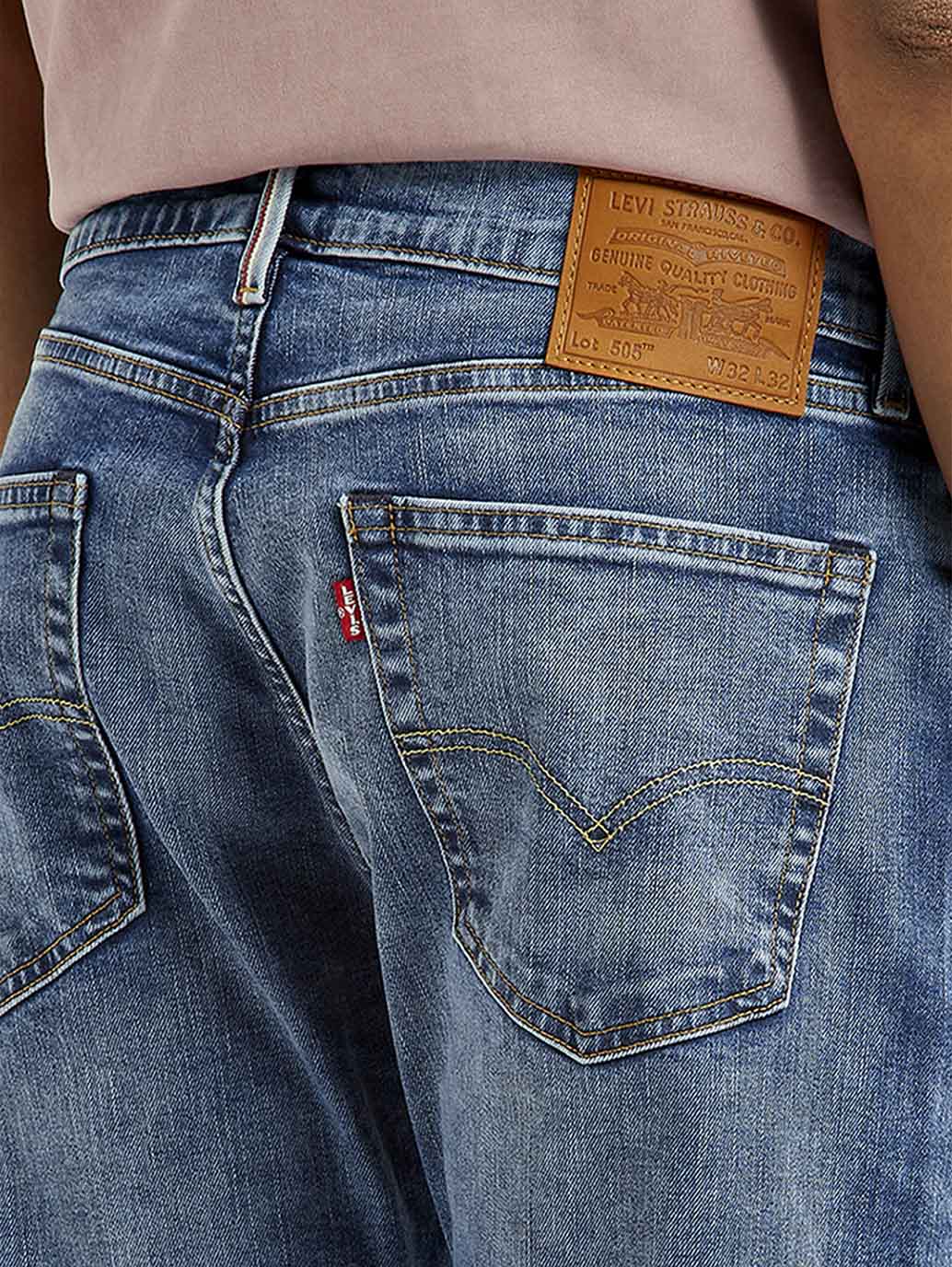 Men's 505 Blue Straight Fit Mid Rise Jeans - Image 5