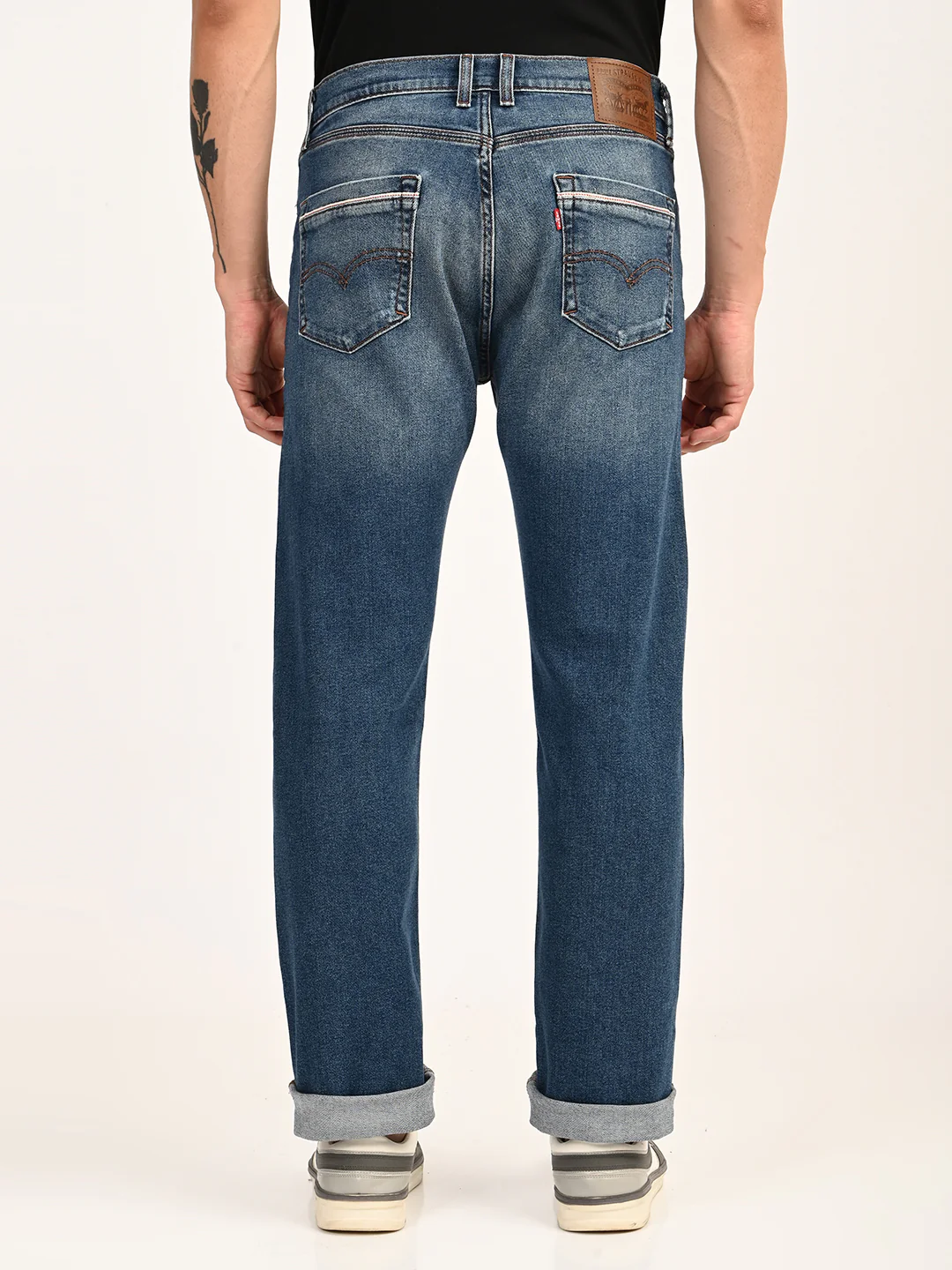 Men's 505 Blue Straight Fit Mid Rise Jeans - Image 3