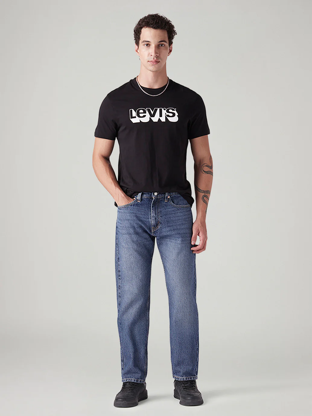 Men's 505 Blue Straight Fit Mid Rise Jeans