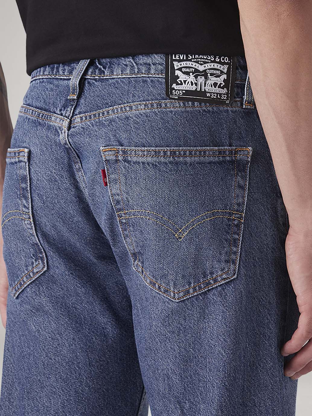Men's 505 Blue Straight Fit Mid Rise Jeans - Image 4