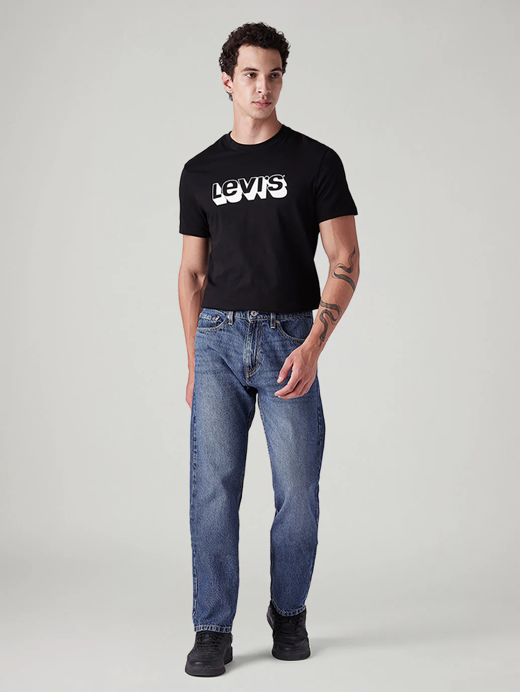 Men's 505 Blue Straight Fit Mid Rise Jeans - Image 6