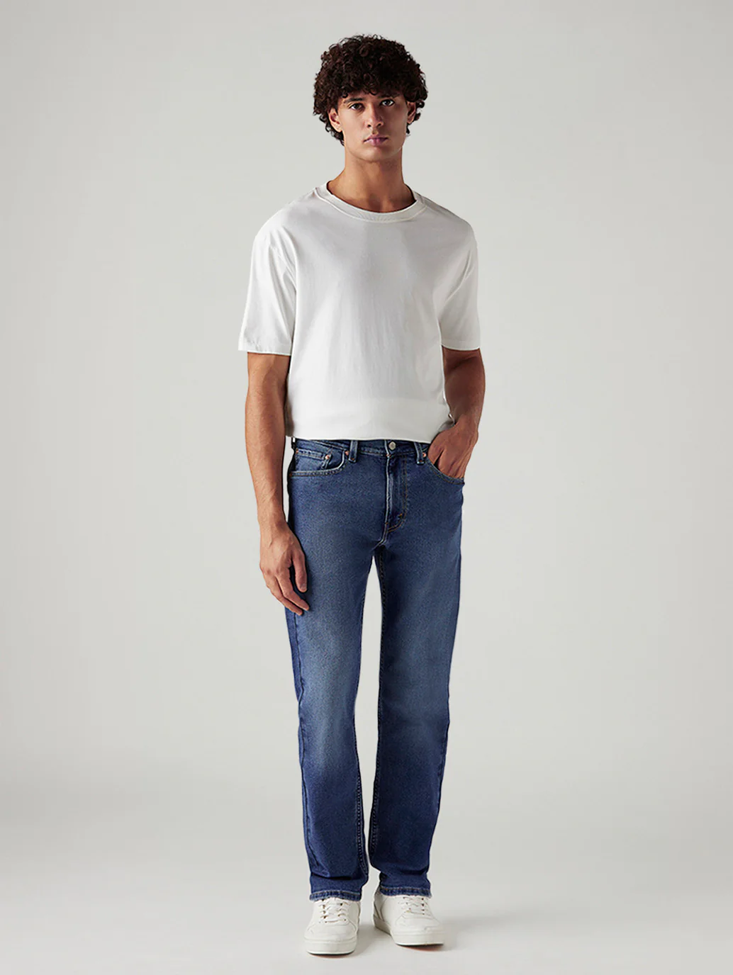 Men's 505 Blue Straight Fit Mid Rise Jeans - Image 7