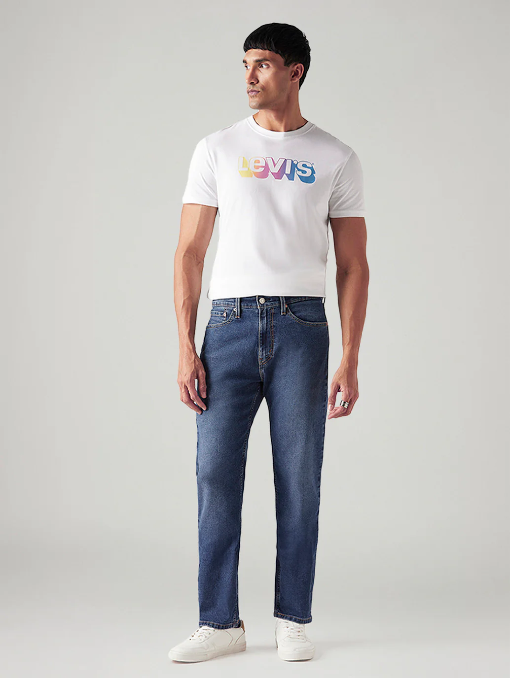 Men's 505 Blue Straight Fit Mid Rise Jeans - Image 2