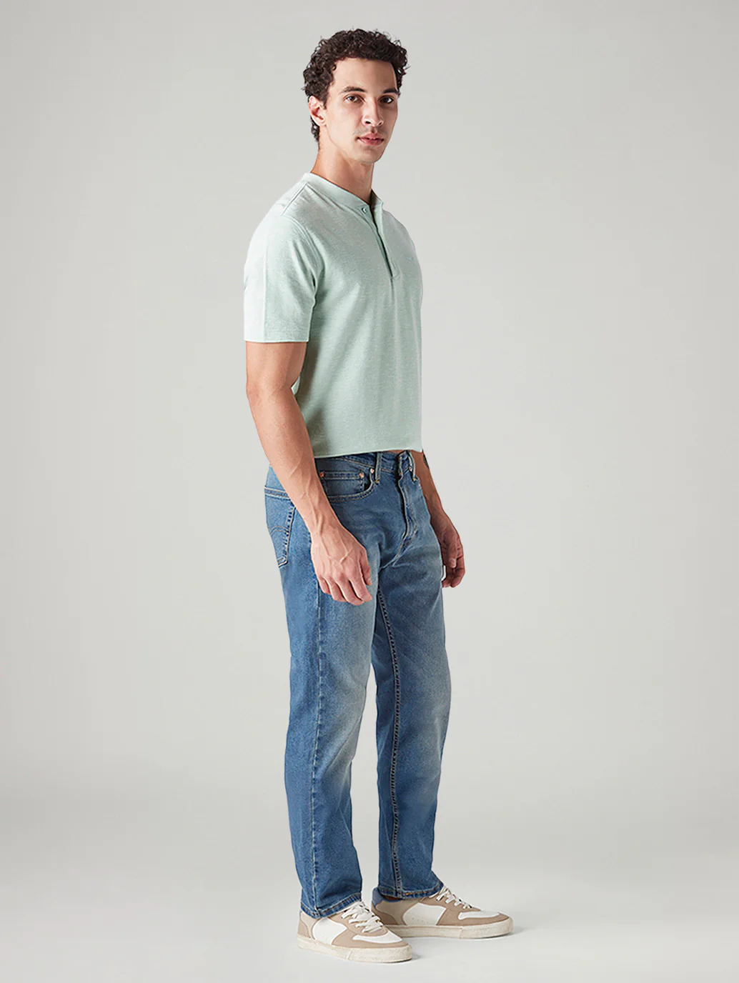 Men's 505 Blue Straight Fit Mid Rise Jeans - Image 6