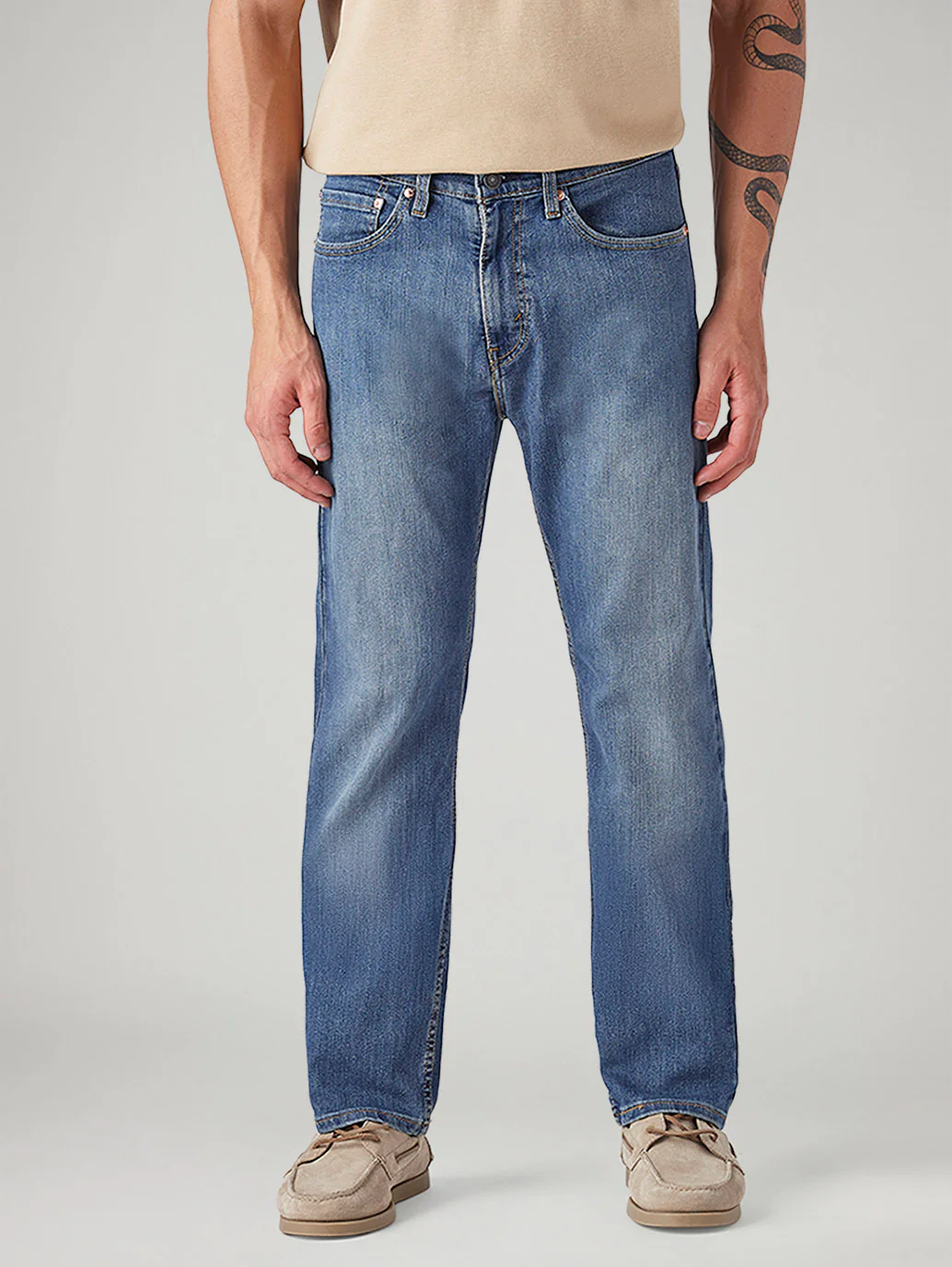Men's 505 Blue Straight Fit Mid Rise Jeans - Image 3