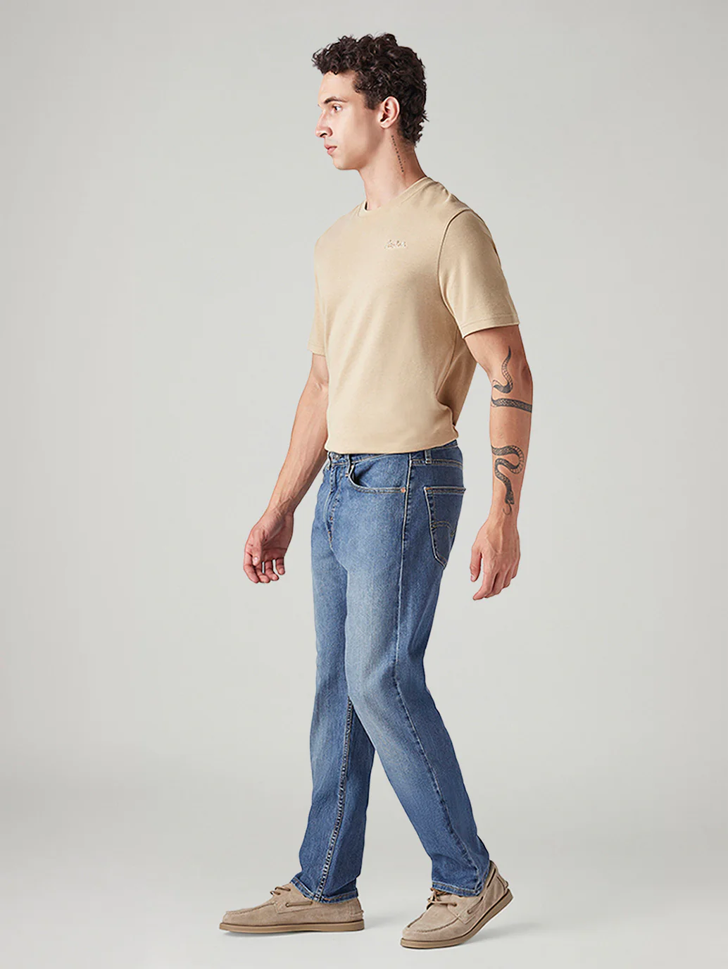 Men's 505 Blue Straight Fit Mid Rise Jeans - Image 6