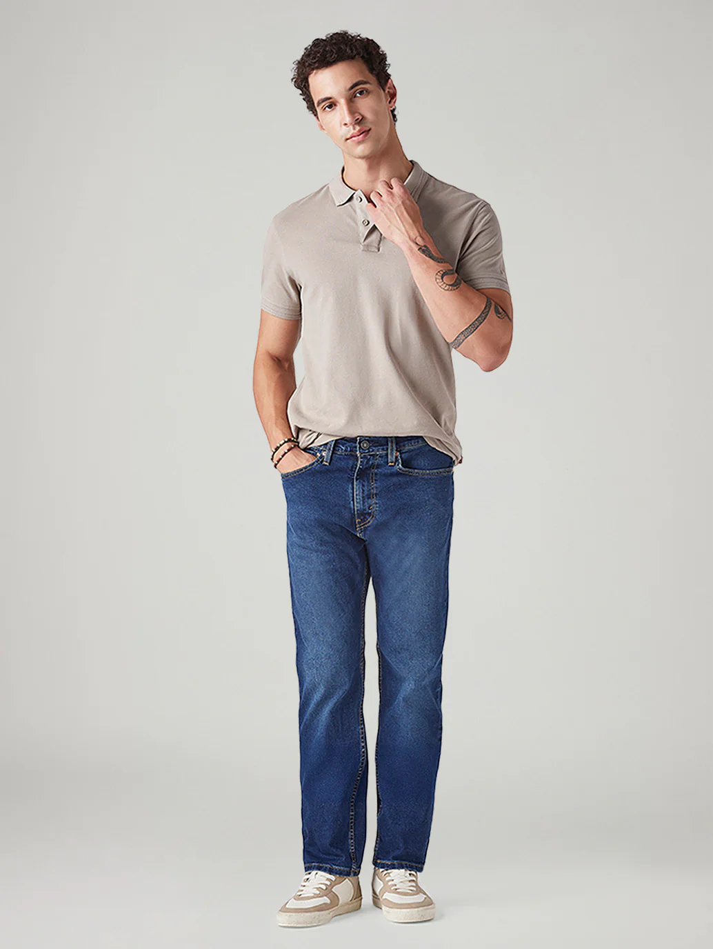 Men's 505 Blue Straight Fit Mid Rise Jeans