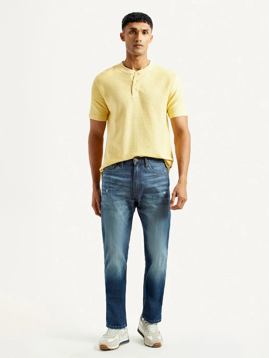 Men's 505 Blue Straight Fit Mid Rise Jeans