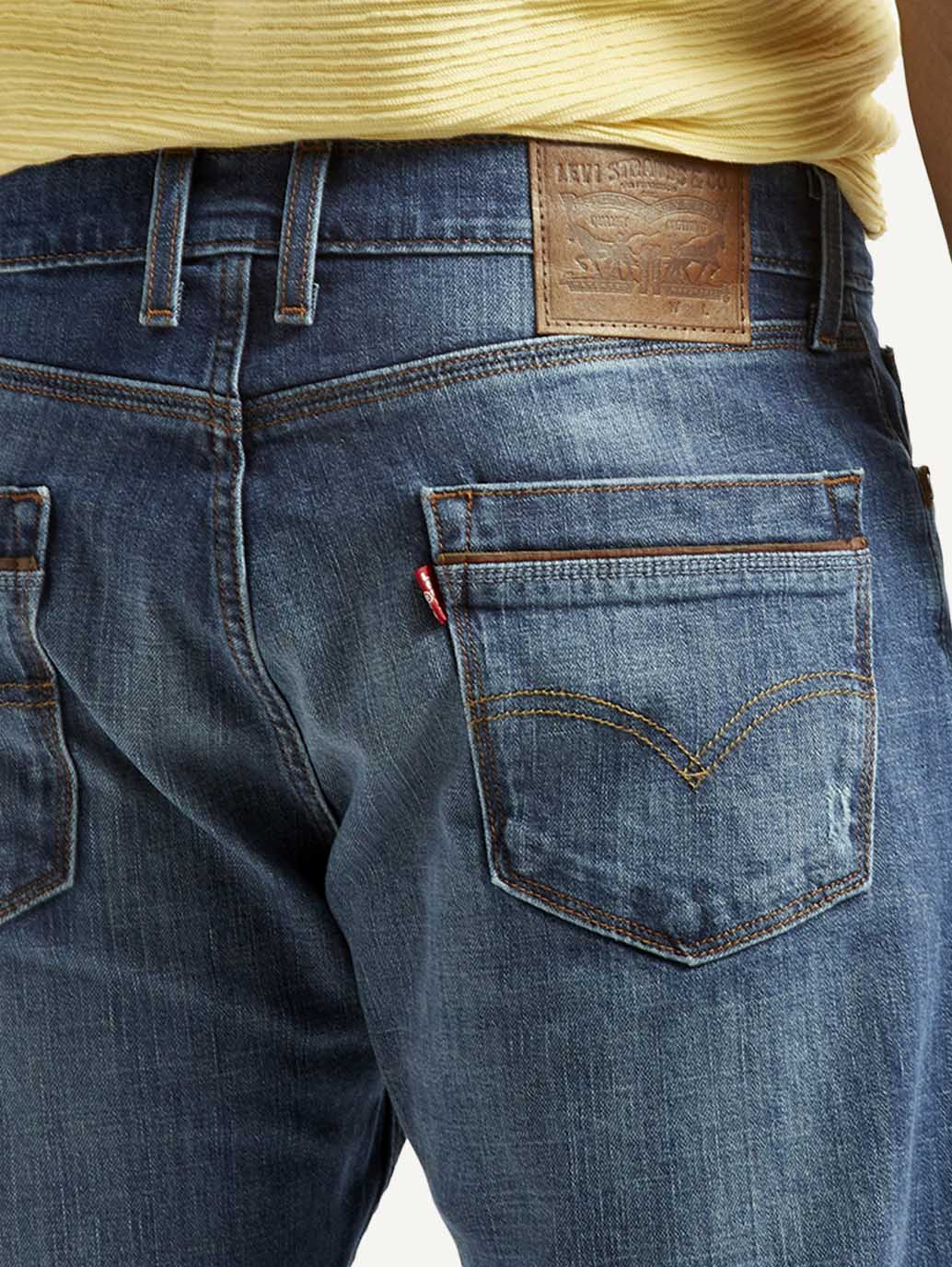 Men's 505 Blue Straight Fit Mid Rise Jeans - Image 6