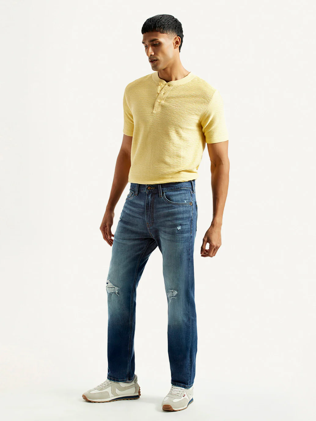 Men's 505 Blue Straight Fit Mid Rise Jeans - Image 7