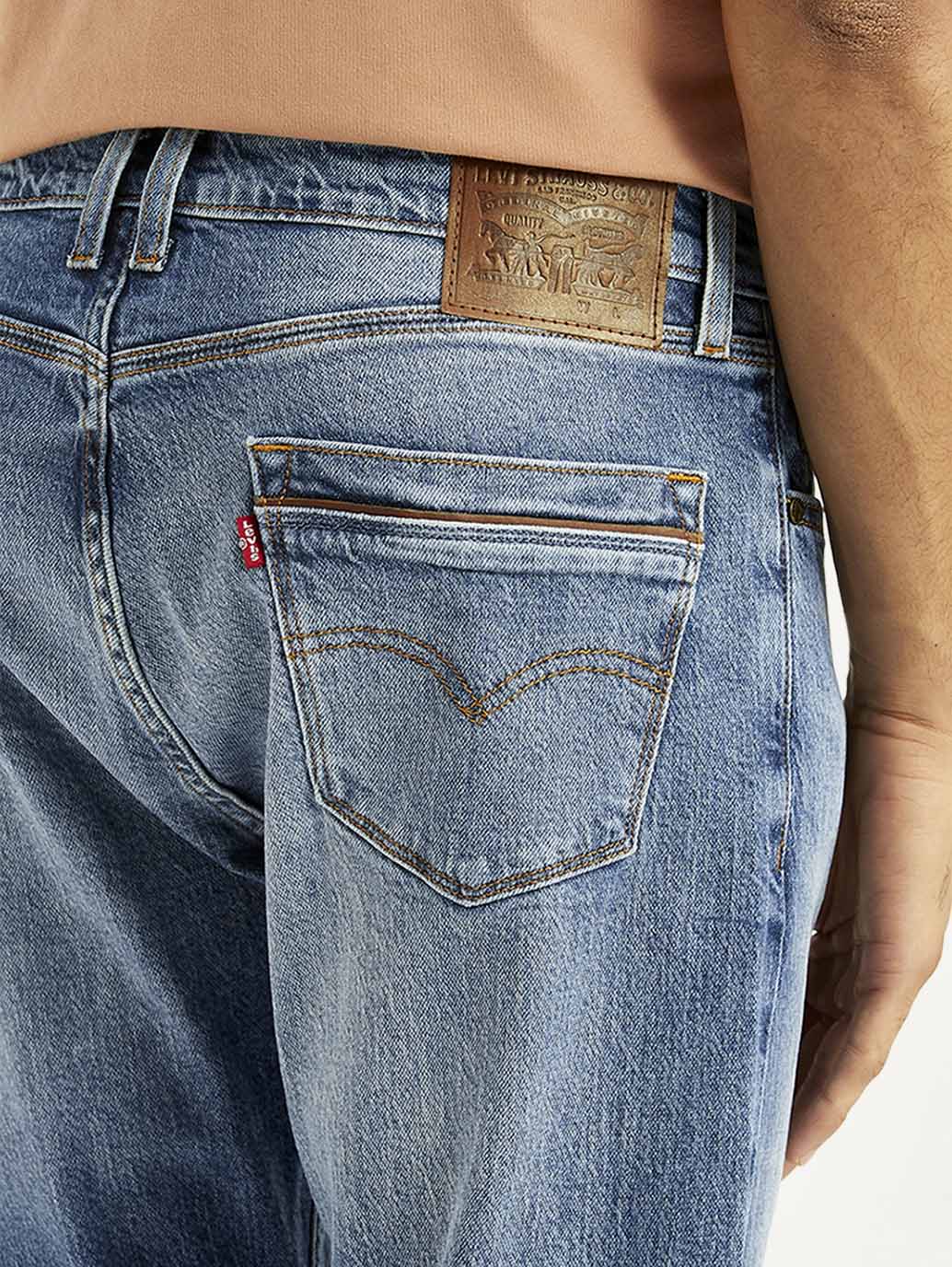 Men's 505 Blue Straight Fit Mid Rise Jeans - Image 5