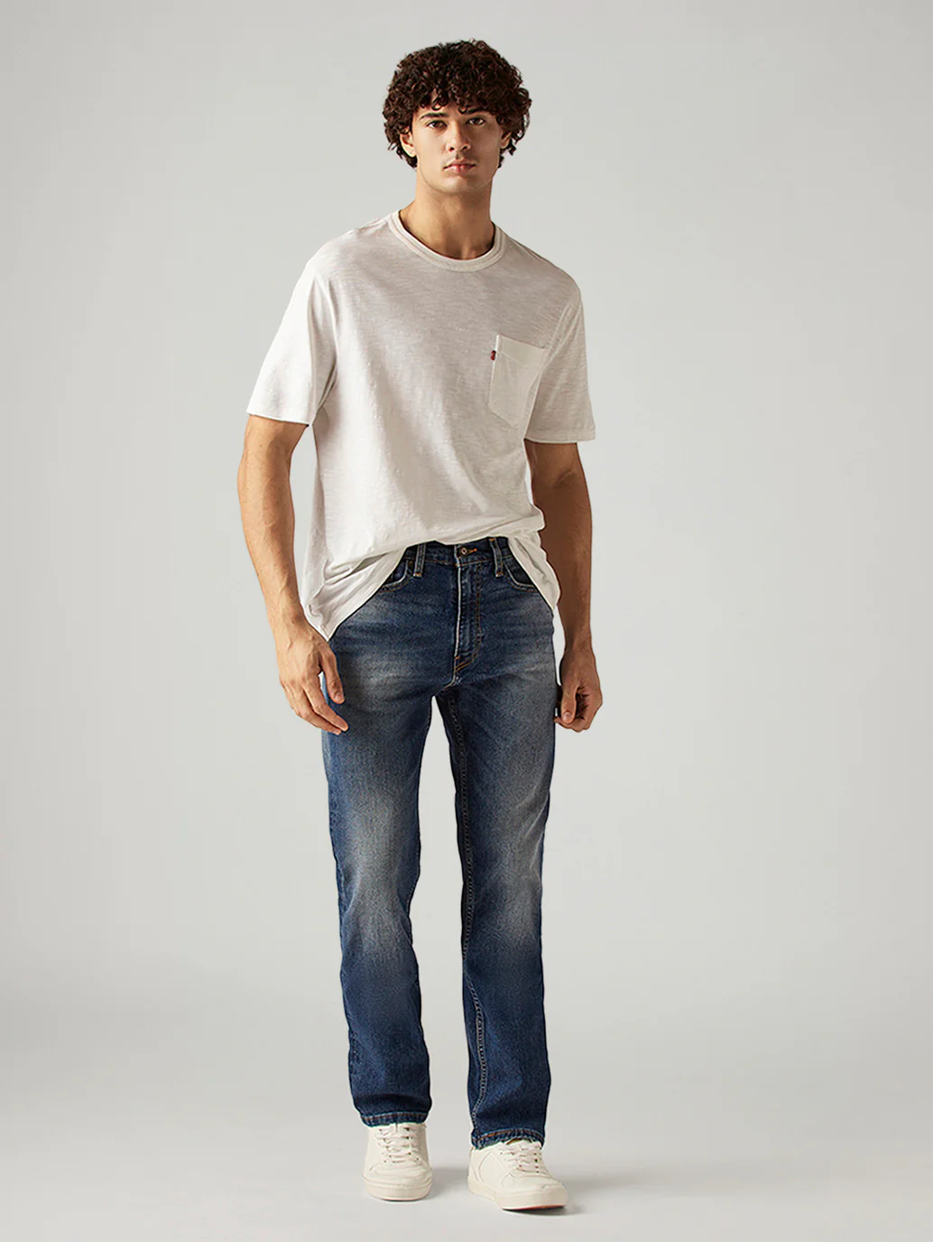 Men's 505 Blue Straight Fit Mid Rise Jeans - Image 6