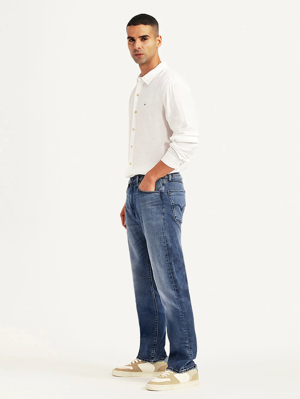 Men's Redloop 505 Blue Straight Fit Mid Rise Jeans - Image 7