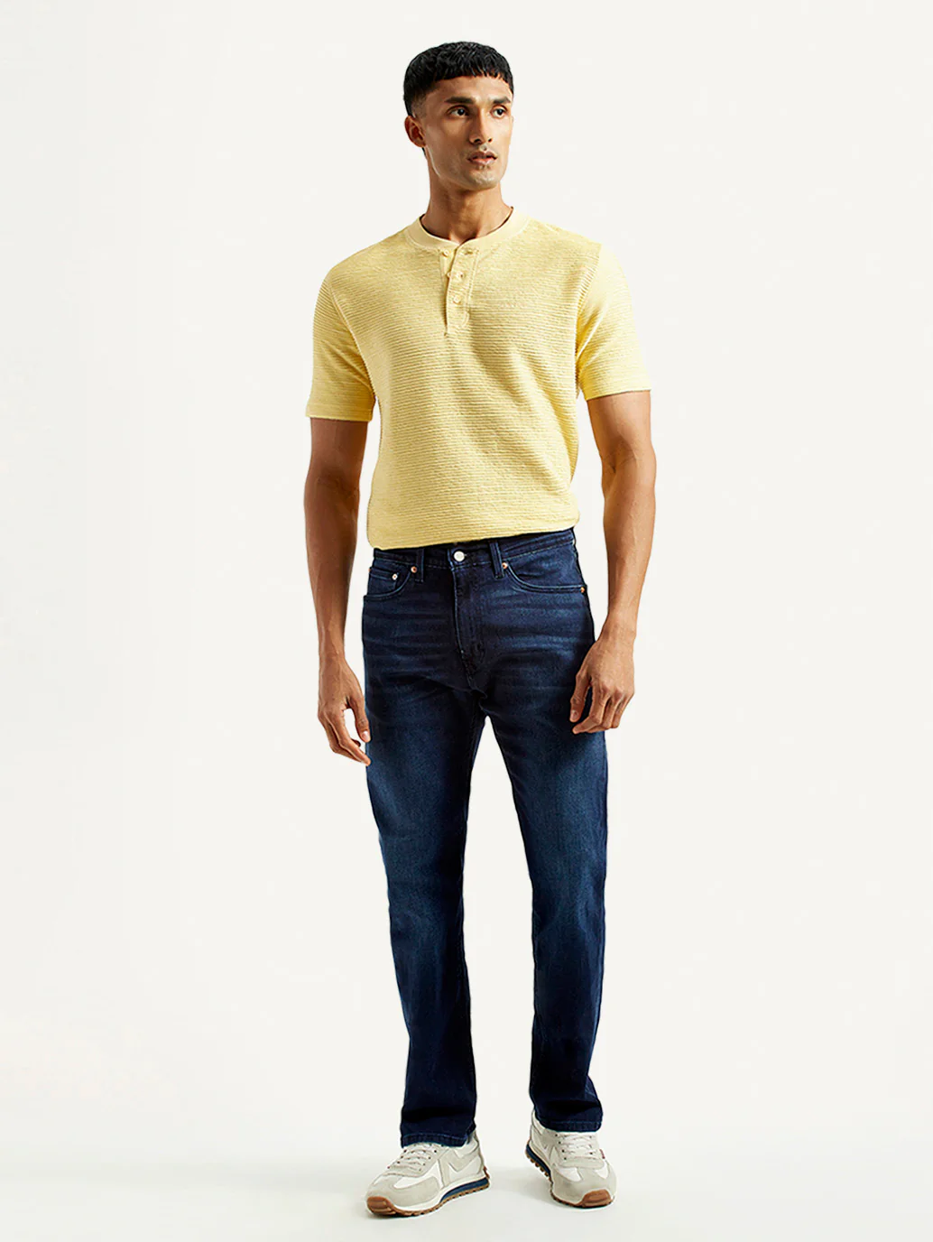 Men's 505 Dark Blue Straight Fit Mid Rise Jeans - Image 2