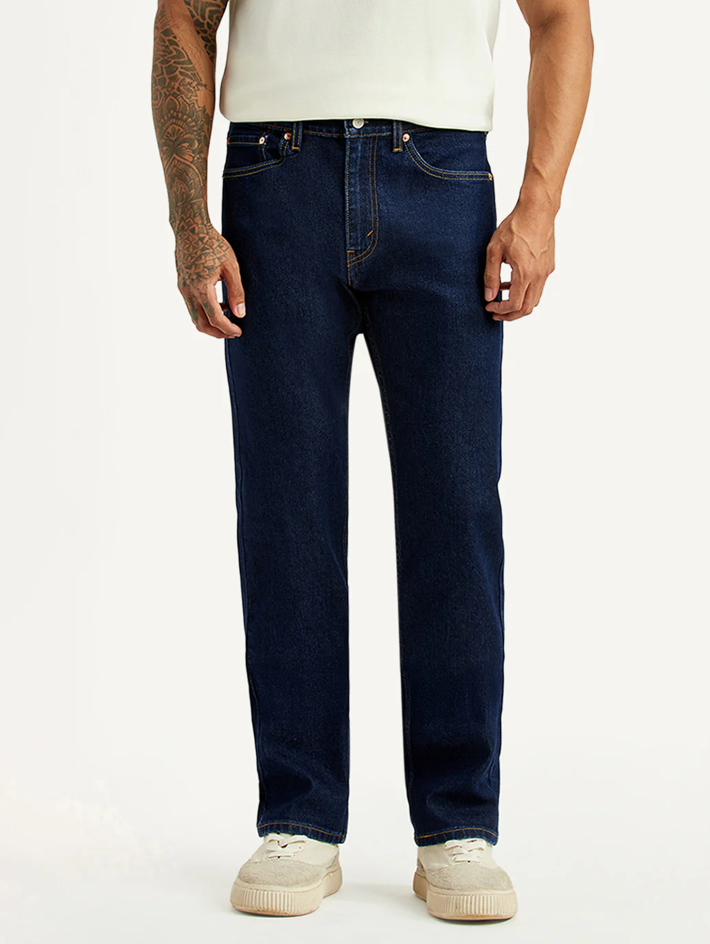 Men's 505 Dark Blue Straight Fit Mid Rise Jeans - Image 2