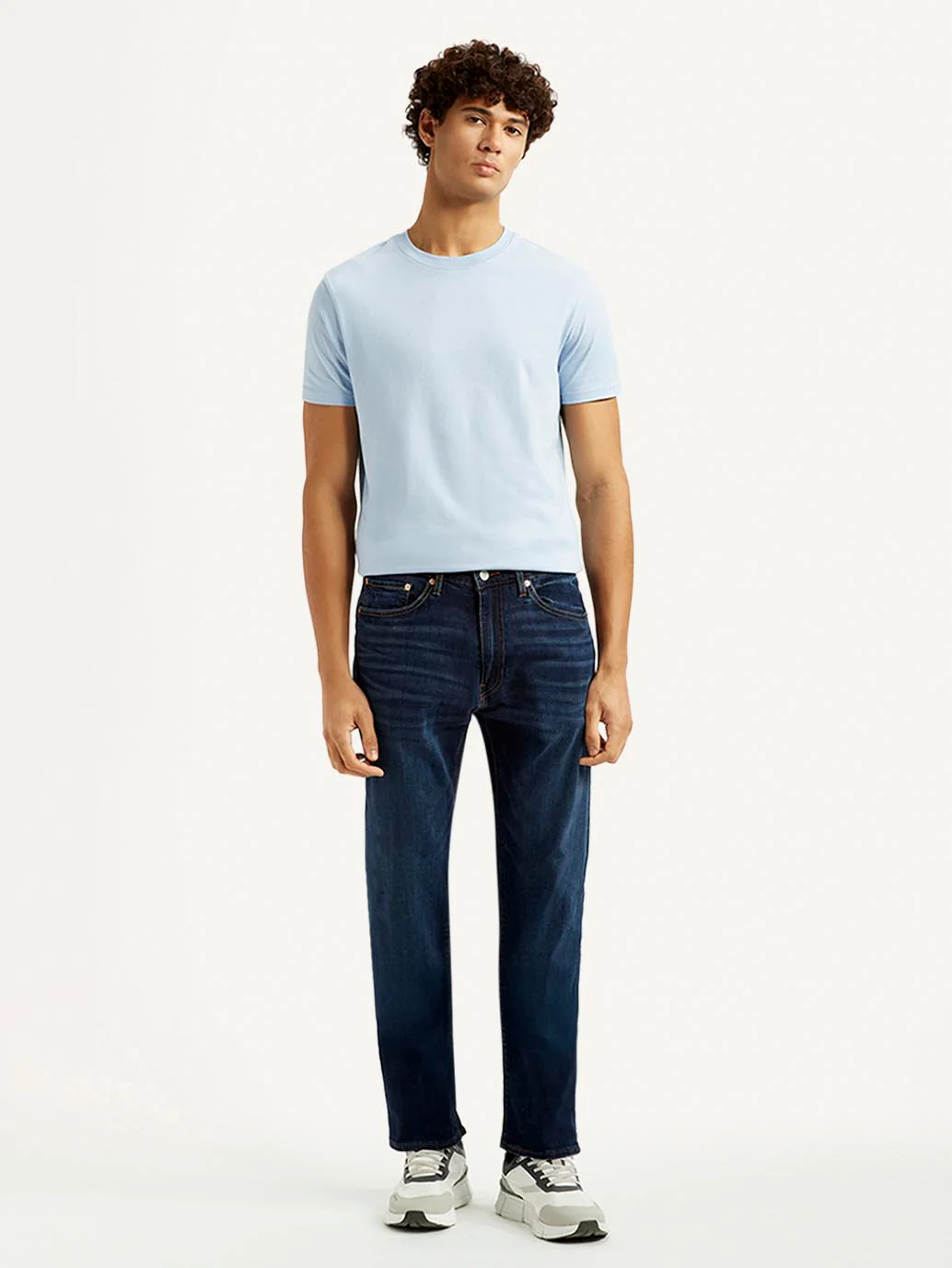 Men's 505 Dark Blue Straight Fit Mid Rise Jeans - Image 2