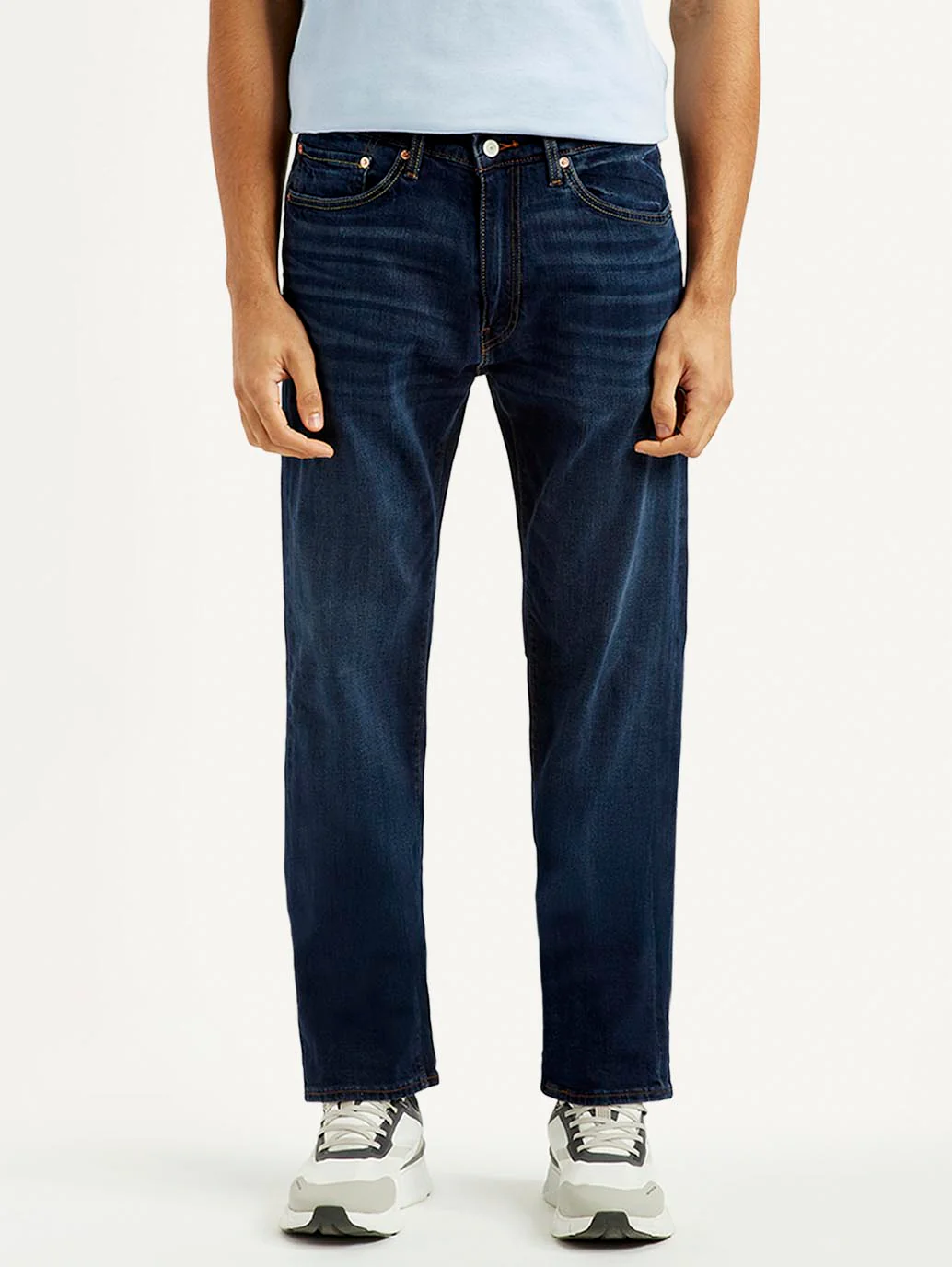 Men's 505 Dark Blue Straight Fit Mid Rise Jeans - Image 3