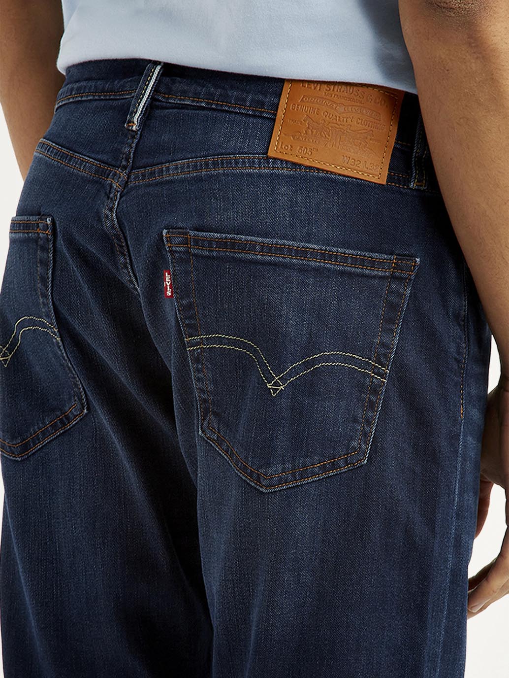 Men's 505 Dark Blue Straight Fit Mid Rise Jeans - Image 6