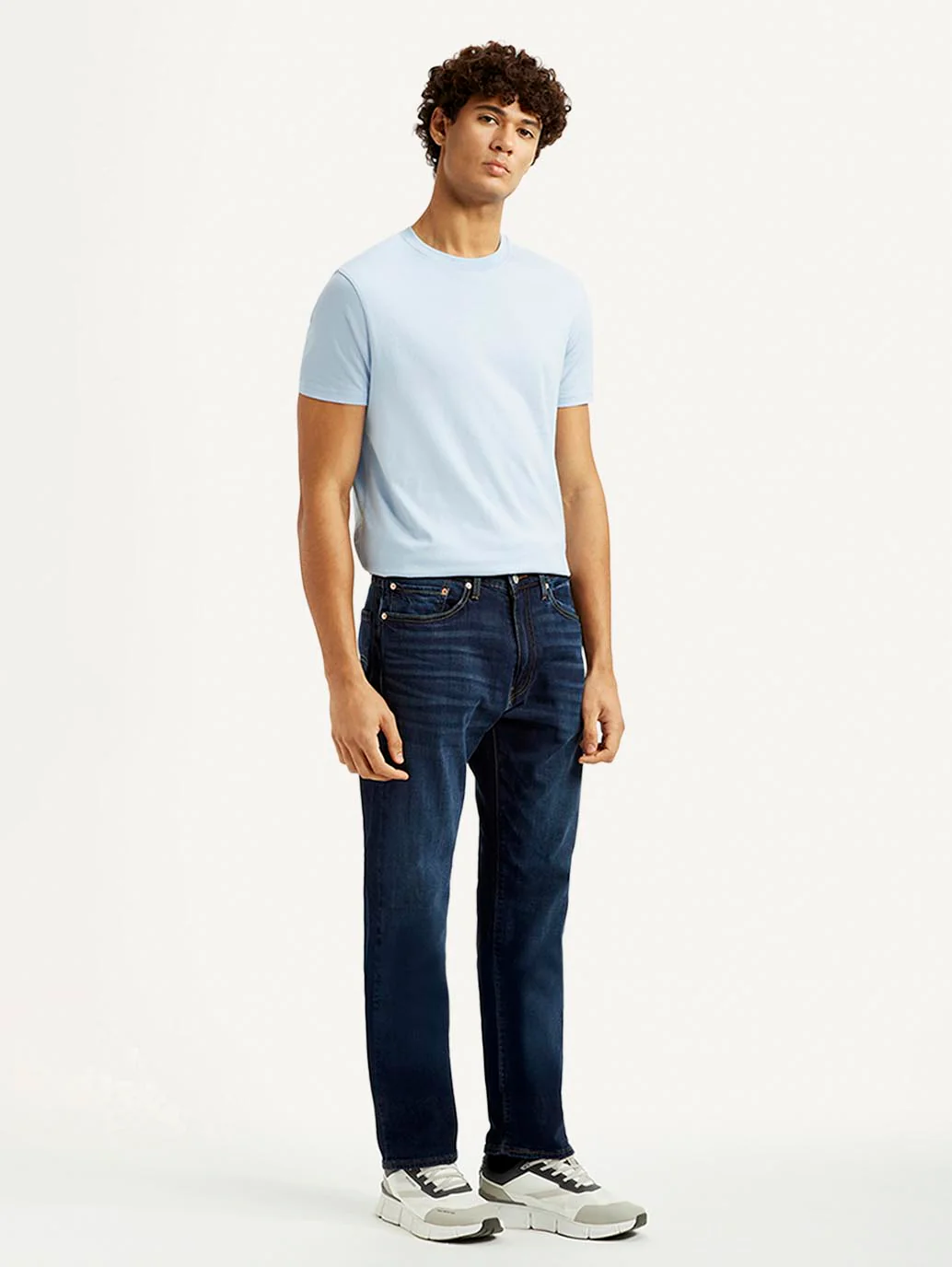 Men's 505 Dark Blue Straight Fit Mid Rise Jeans - Image 7