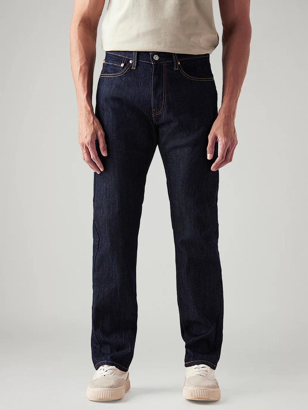 Men's 505 Dark Blue Straight Fit Mid Rise Jeans - Image 2