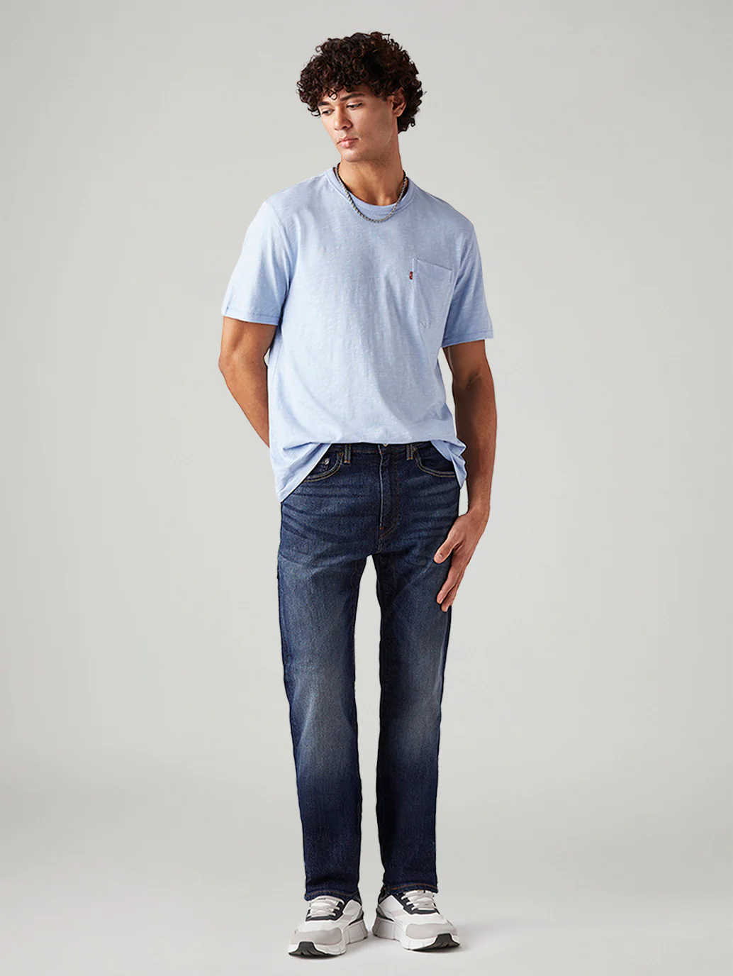 Men's 505 Dark Blue Straight Fit Mid Rise Jeans