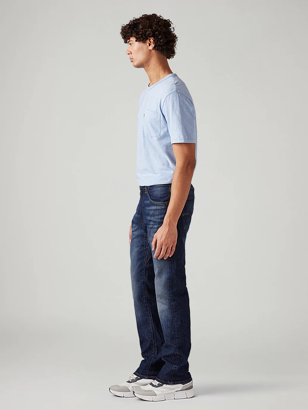 Men's 505 Dark Blue Straight Fit Mid Rise Jeans - Image 6