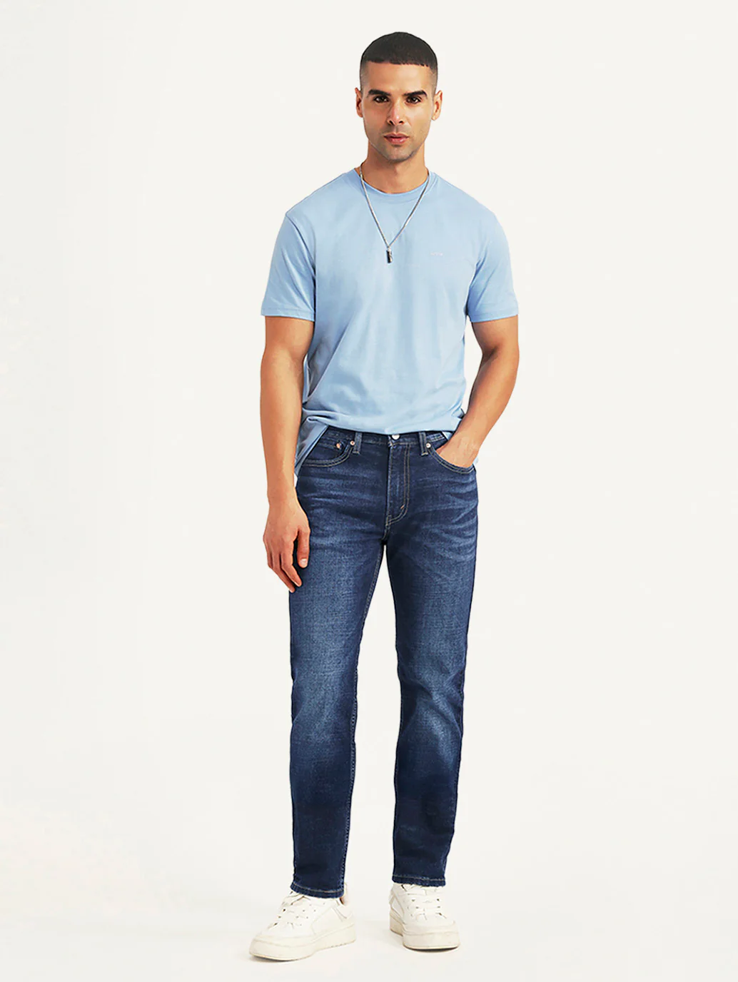 Men's 505 Dark Blue Straight Fit Mid Rise Jeans