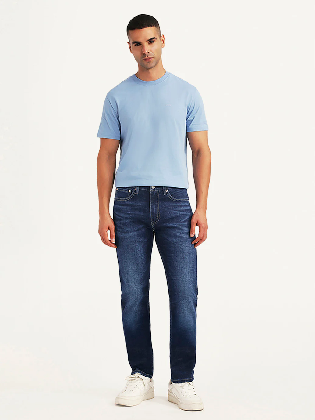 Men's 505 Dark Blue Straight Fit Mid Rise Jeans - Image 2