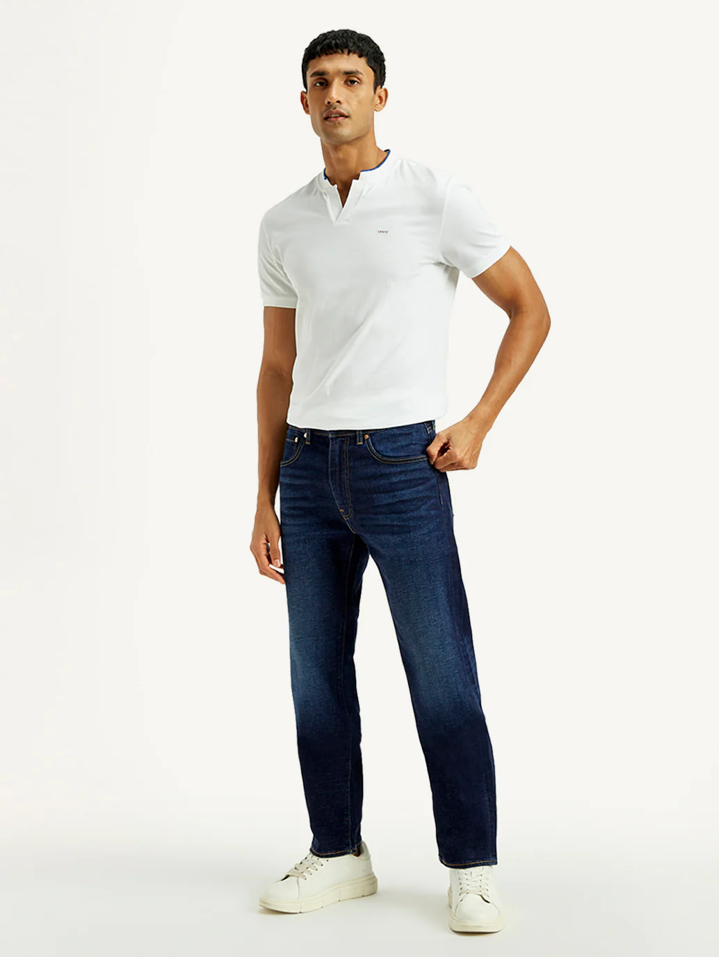 Men's 505 Dark Indigo Straight Fit Mid Rise Linen Jeans