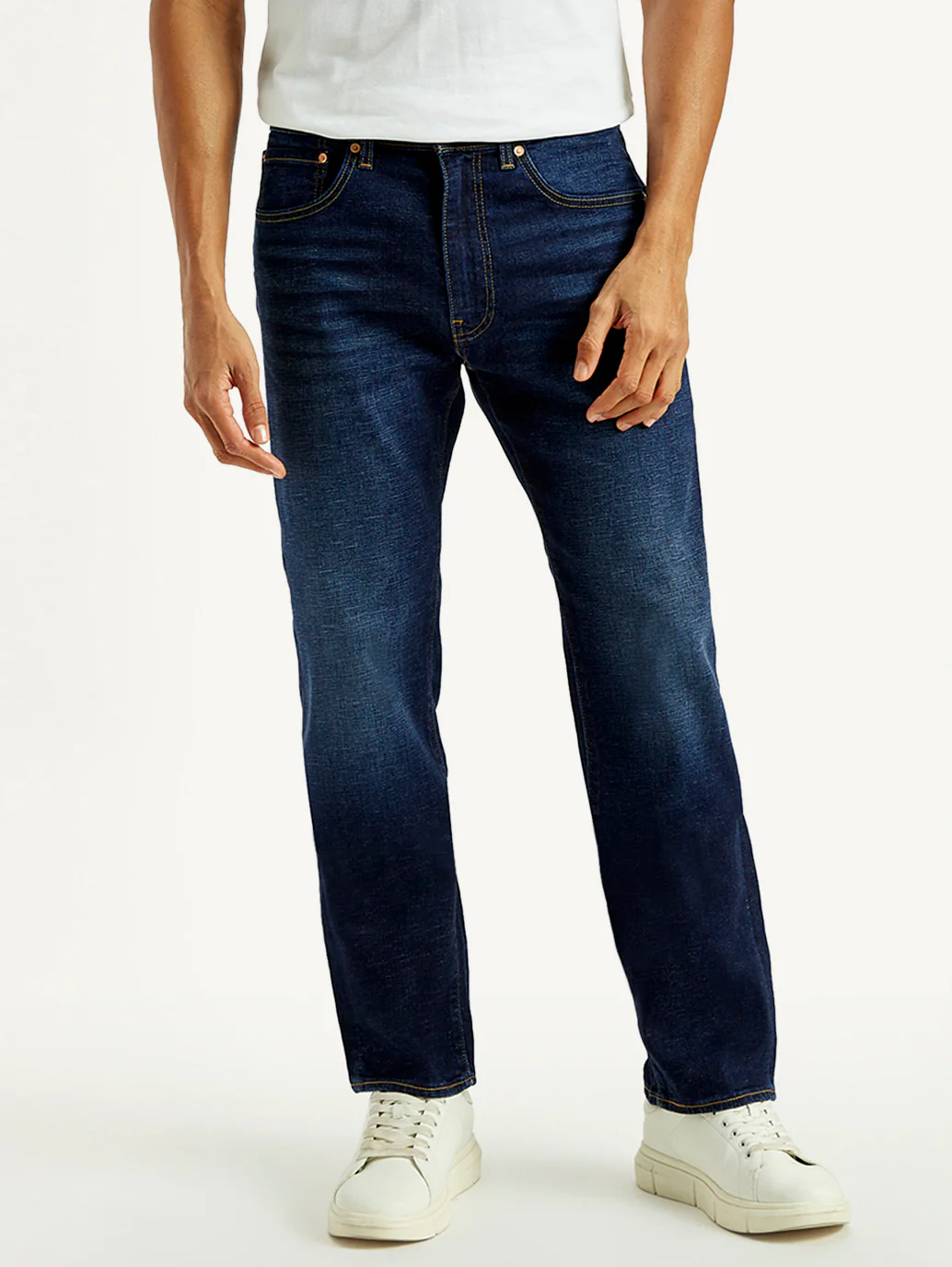 Men's 505 Dark Indigo Straight Fit Mid Rise Linen Jeans - Image 2