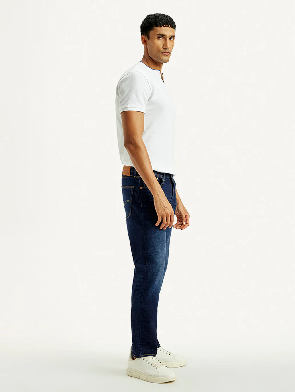 Men's 505 Dark Indigo Straight Fit Mid Rise Linen Jeans - Image 5