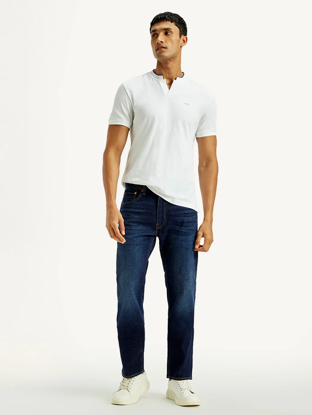 Men's 505 Dark Indigo Straight Fit Mid Rise Linen Jeans - Image 8