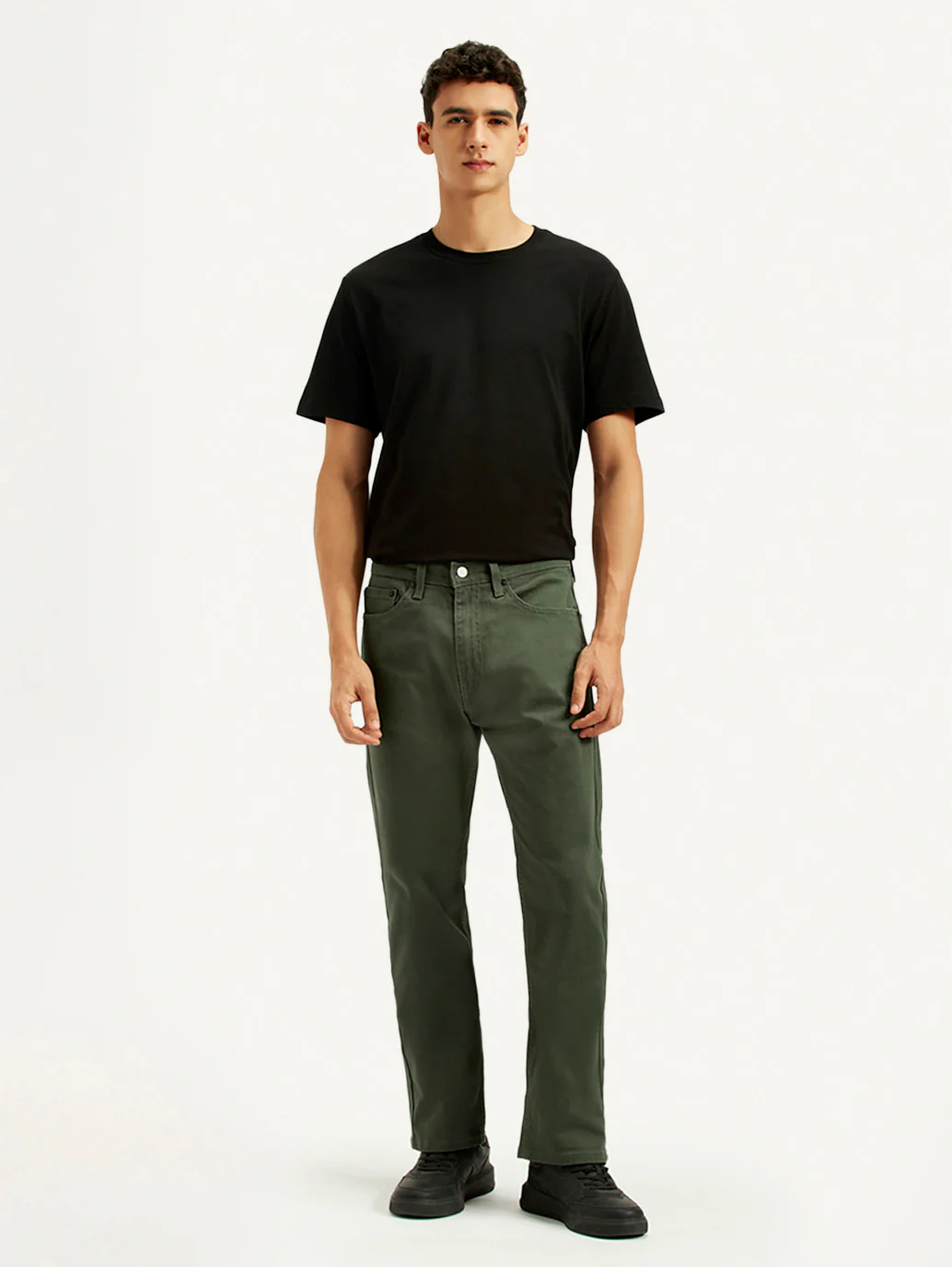 Men's 505 Olive Green Overdyed Straight Fit Mid Rise Jeans - Image 2