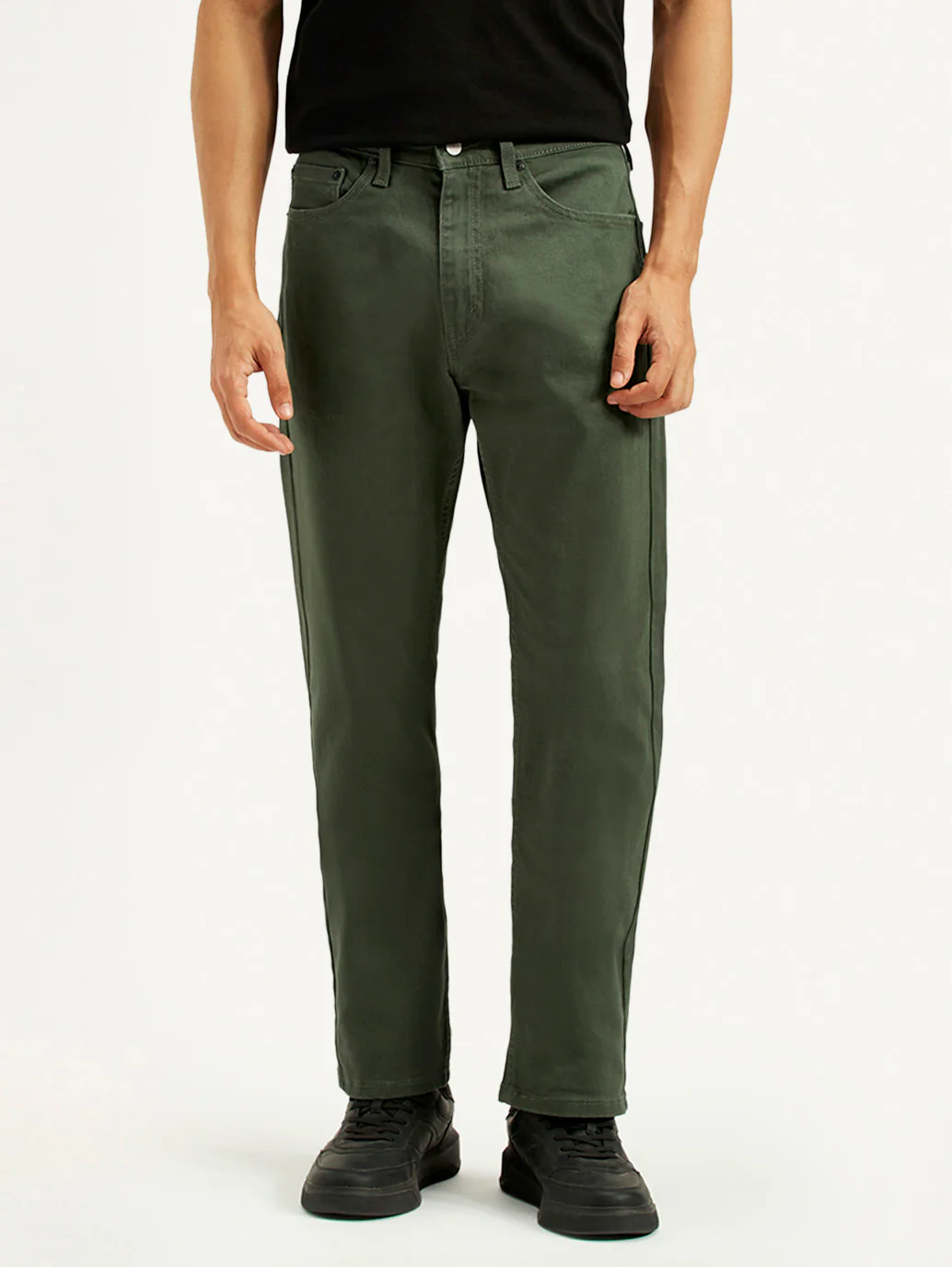 Men's 505 Olive Green Overdyed Straight Fit Mid Rise Jeans - Image 3