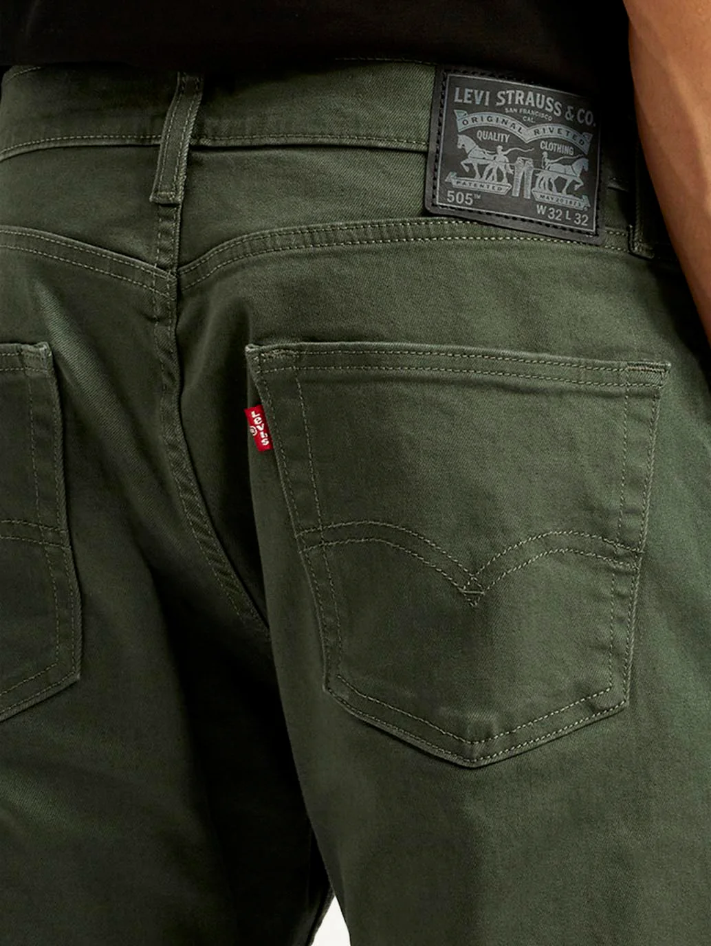 Men's 505 Olive Green Overdyed Straight Fit Mid Rise Jeans - Image 6
