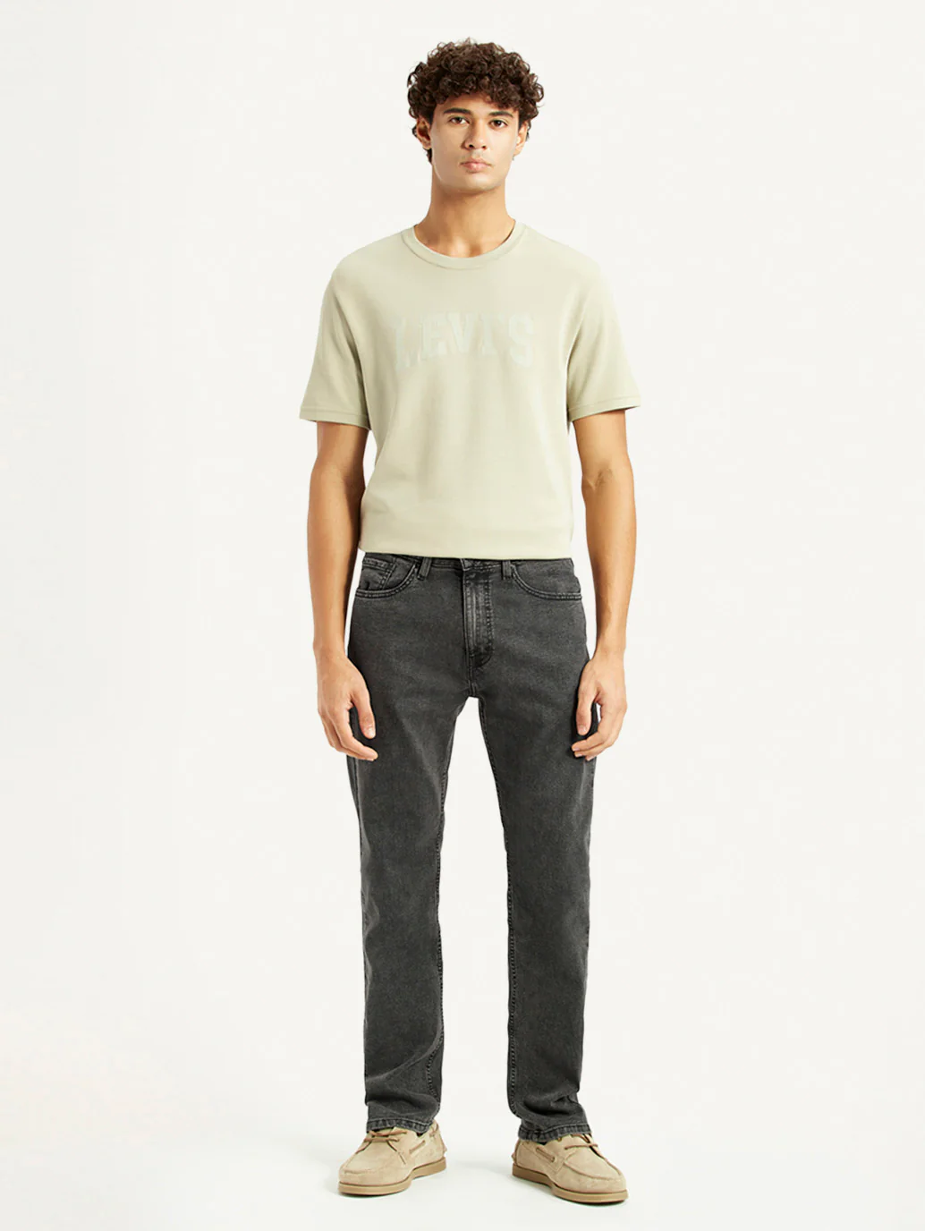Men's 505 Grey Straight Fit Mid Rise Jeans - Image 2