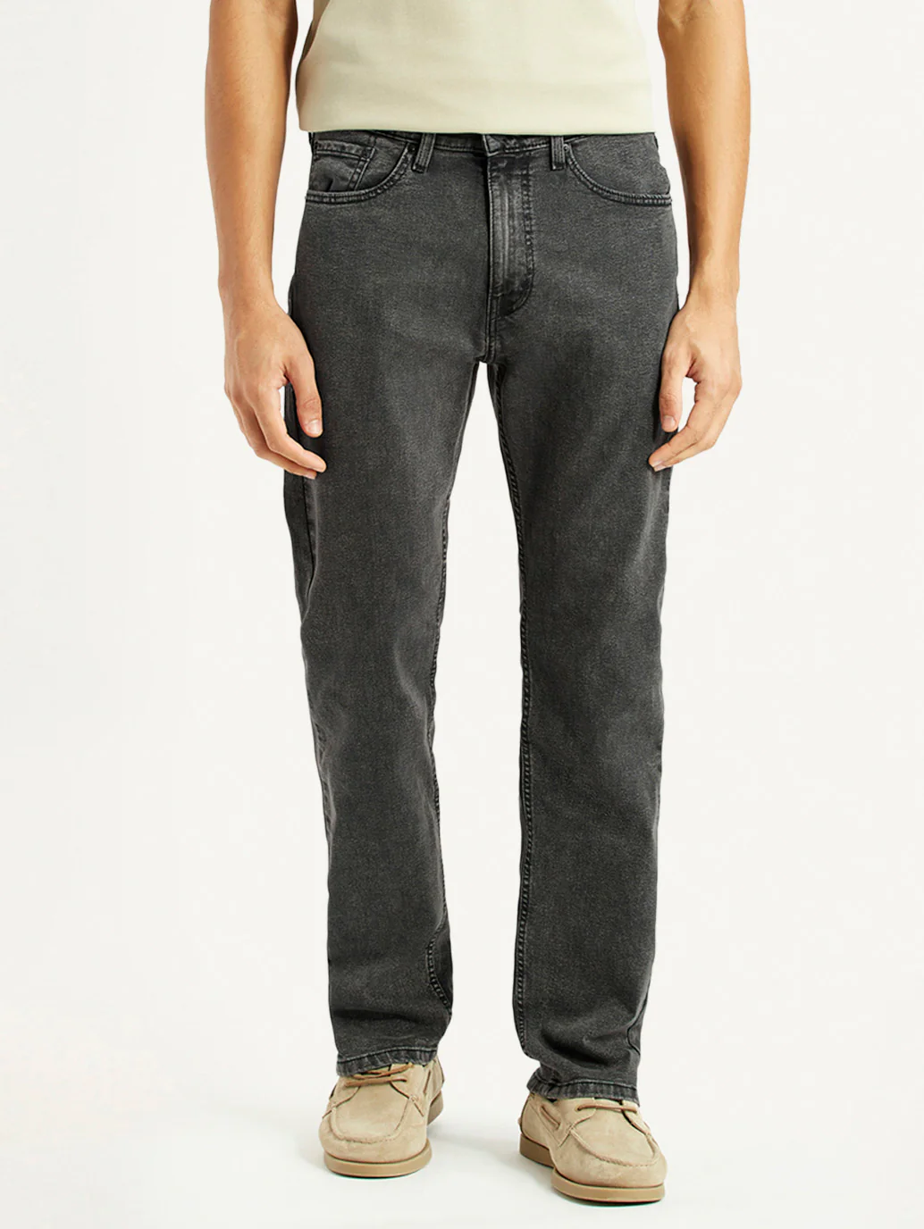 Men's 505 Grey Straight Fit Mid Rise Jeans - Image 3