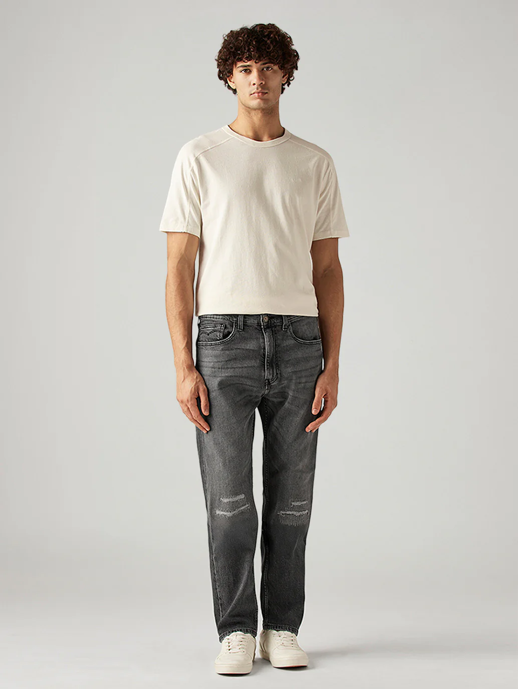 Men's 505 Grey Straight Fit Mid Rise Jeans