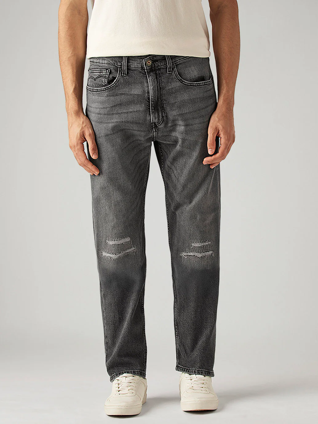 Men's 505 Grey Straight Fit Mid Rise Jeans - Image 2