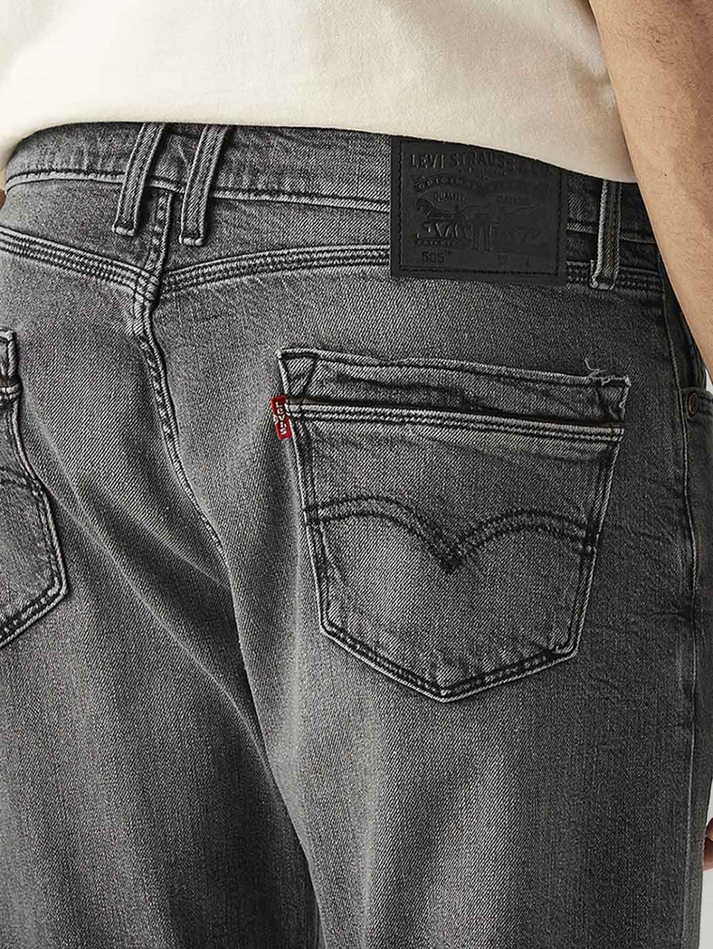 Men's 505 Grey Straight Fit Mid Rise Jeans - Image 5