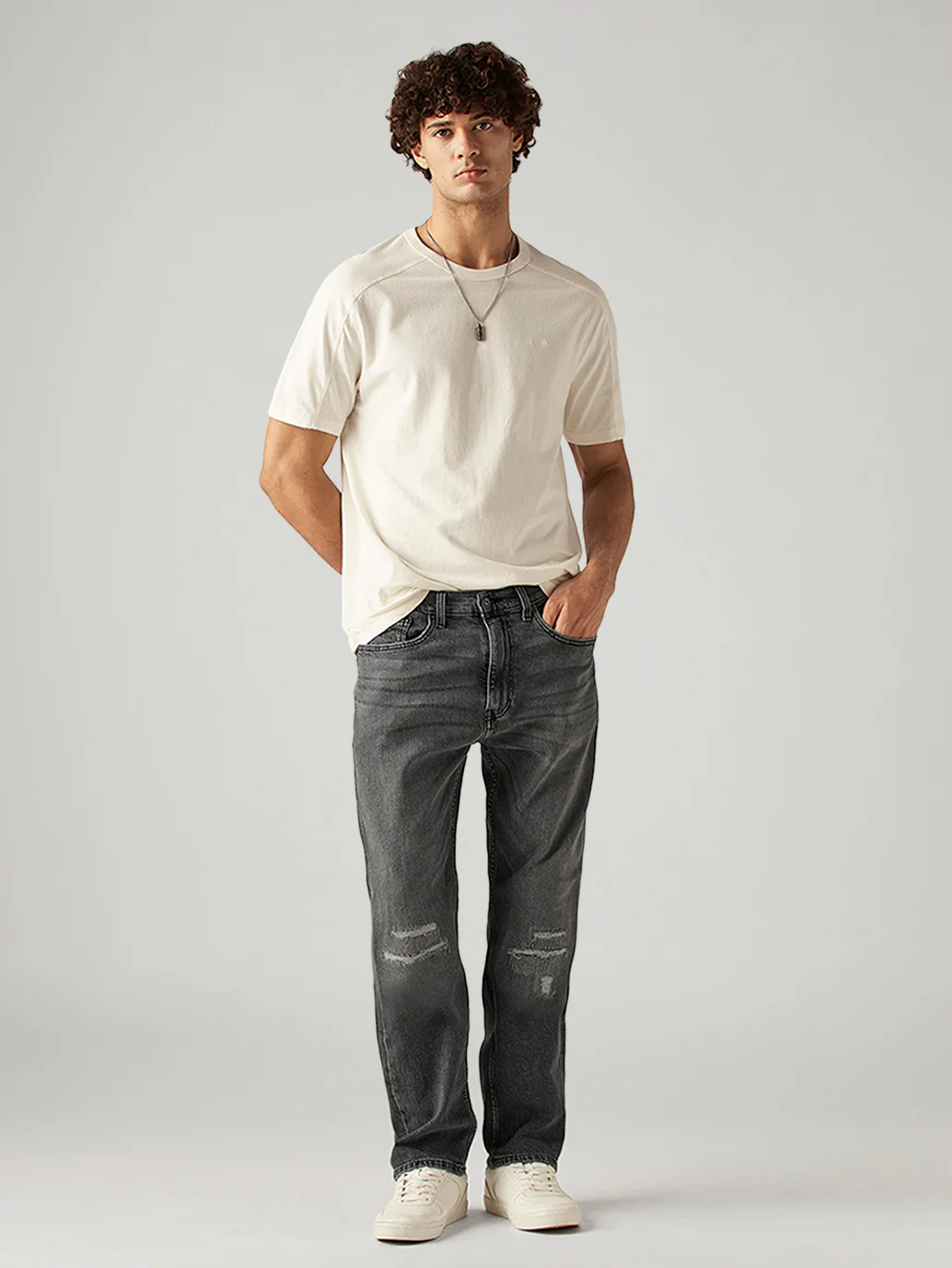 Men's 505 Grey Straight Fit Mid Rise Jeans - Image 6