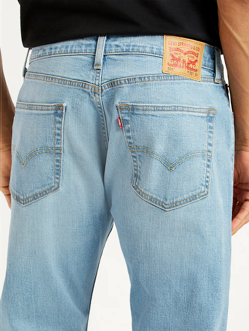 Men's 505 Light Blue Straight Fit Mid Rise Jeans - Image 6