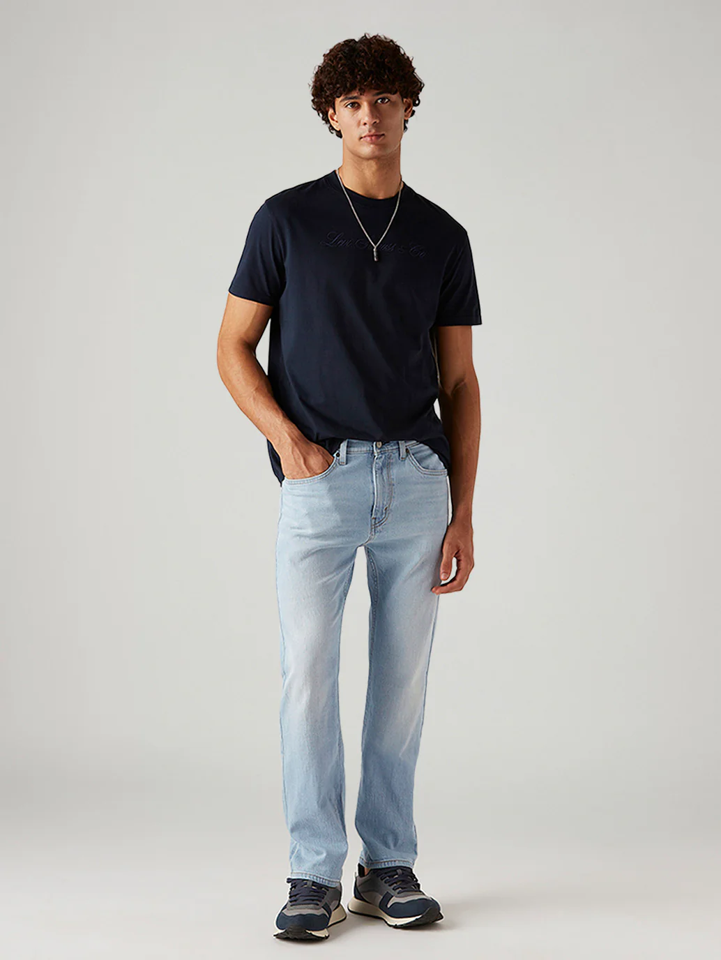 Men's 505 Light Blue Straight Fit Mid Rise Jeans