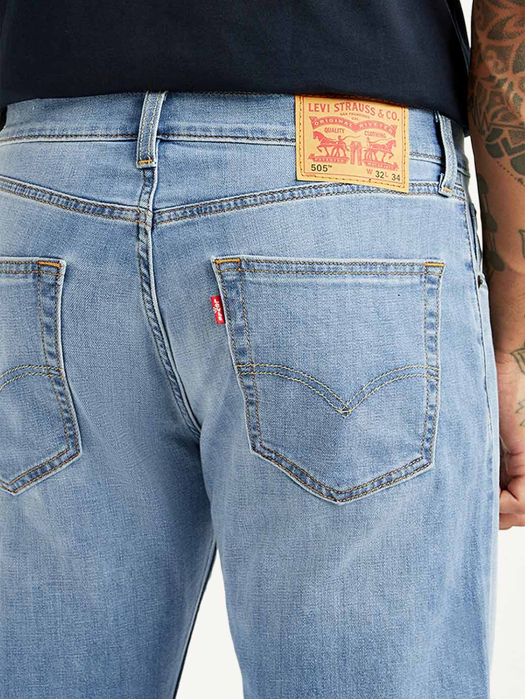 Men's 505 Light Blue Straight Fit Mid Rise Linen Jeans - Image 5
