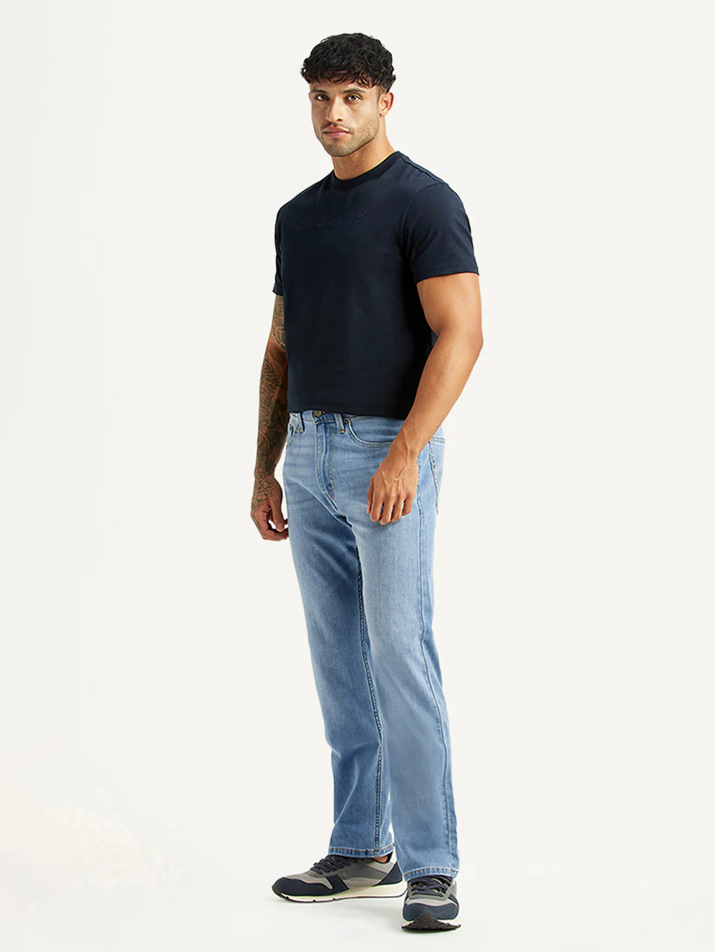 Men's 505 Light Blue Straight Fit Mid Rise Linen Jeans - Image 6