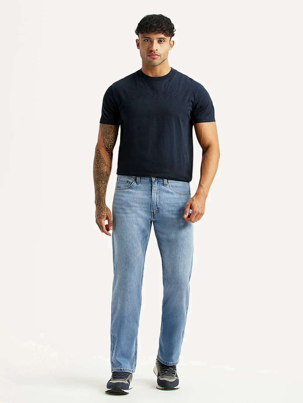 Men's 505 Light Blue Straight Fit Mid Rise Linen Jeans - Image 7